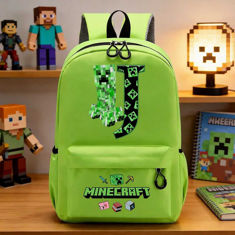 Anime Merchandise Bag - Miner Crafting Piksel İlkokul Çantası Yeşil
