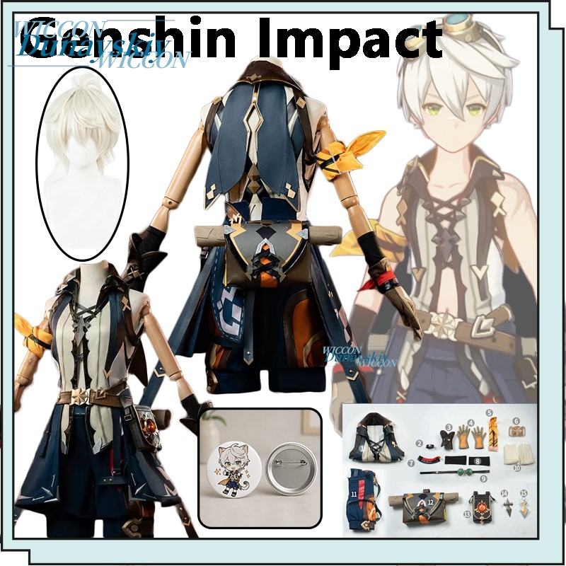 Anime Cosplay Merchandise - Genshin Impact Bennett Cosplay Kıyafeti Peruklu